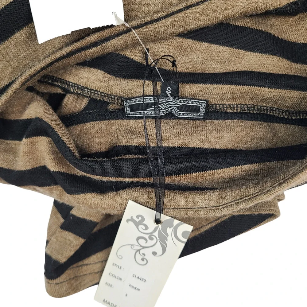 Zashi Maxi Skirt Striped Brown Black Size Small Boho Y2K